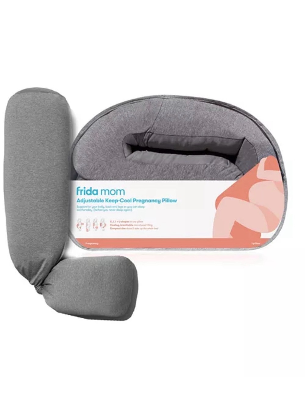 frida mom Adjustable Keep-Cool Pregnancy Pillow - Gray